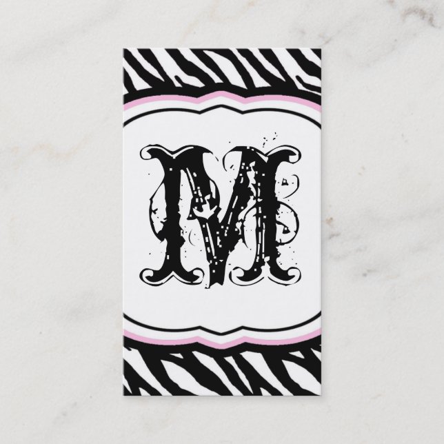 Light Pink White Zebra Print Pattern Business Card Visitenkarte (Vorderseite)