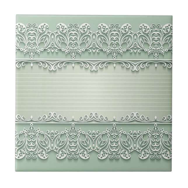 Light Pistachio Lace Look Keramik Tile Fliese (Vorderseite)