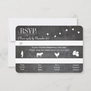 Light Powder Blue Mason Jar Chalkboard Wedding RSVP Karte