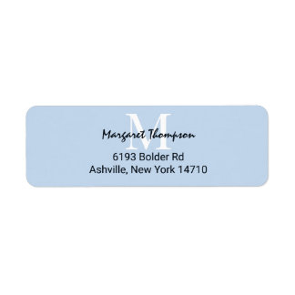 Light Powder Blue Monogram Script Rücksendeadresse