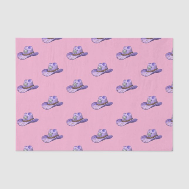 Light Purple Cowgirl Hat-Pink Background Seidenpapier (Vorderseite)