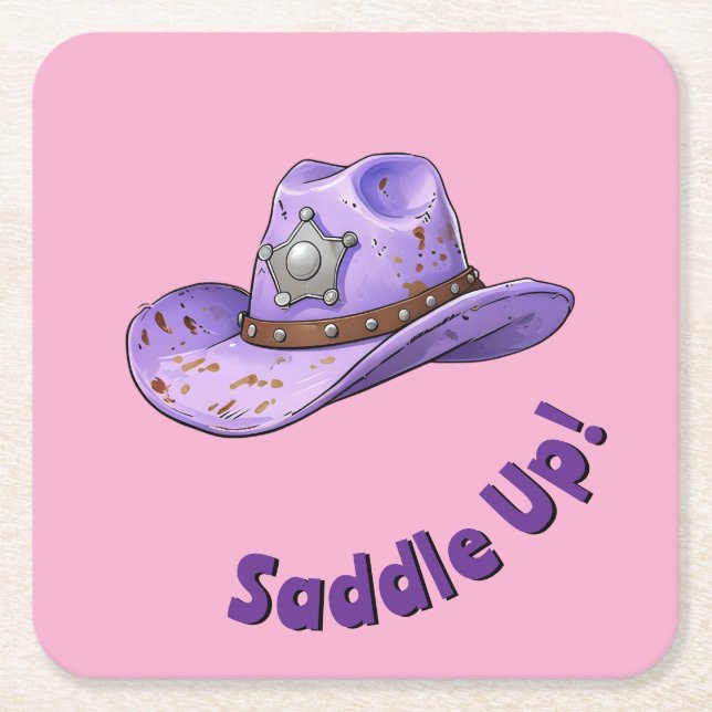 Light Purple Cowgirl Hat Rechteckiger Pappuntersetzer (Vorderseite)