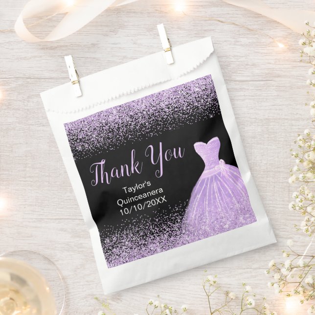 Light Purple Dress Faux Glitter Quinceanera Geschenktütchen (Ausgeschnitten)