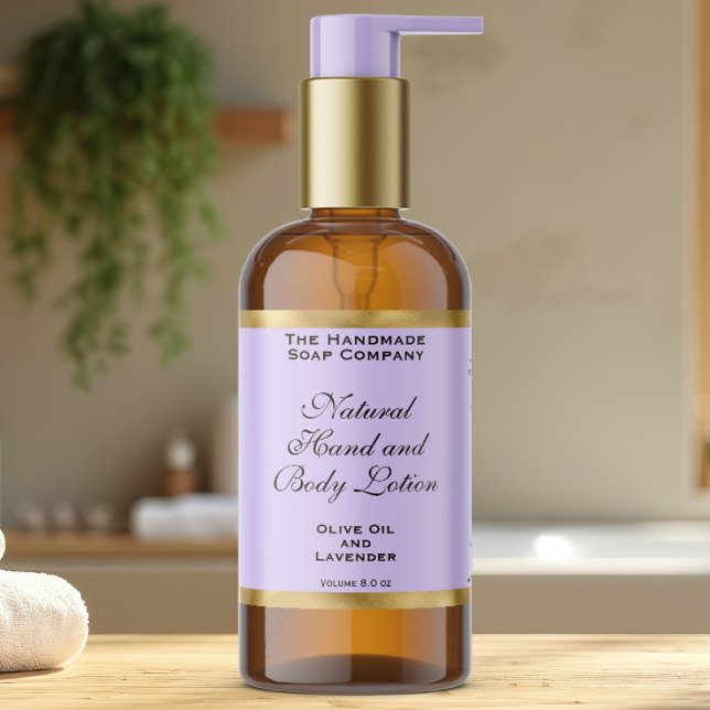Light Purple & Gold Foil Cosmetics Bottle Label Rechteckiger Aufkleber (Von Creator hochgeladen)