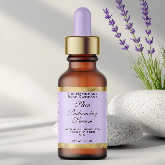 Light Purple & Gold Small Dropper Bottle Label Adressaufkleber