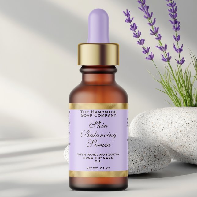 Light Purple & Gold Small Dropper Bottle Label  Adressaufkleber (Von Creator hochgeladen)