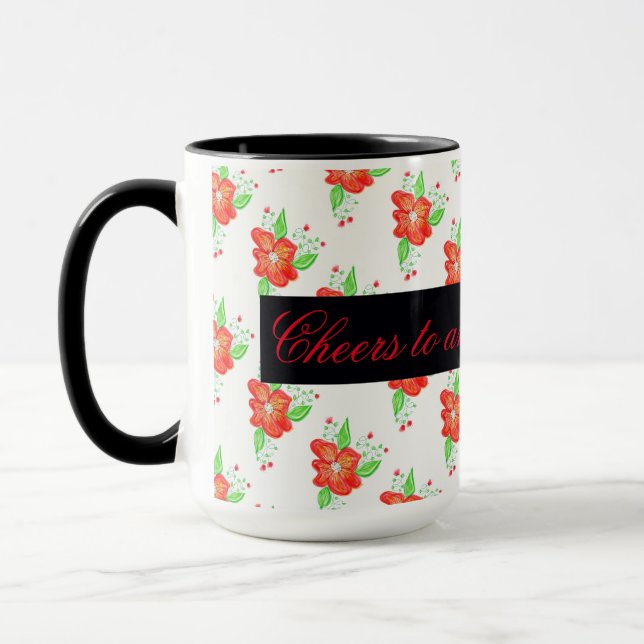 Light Red Flower Coffee Tasse (Links)