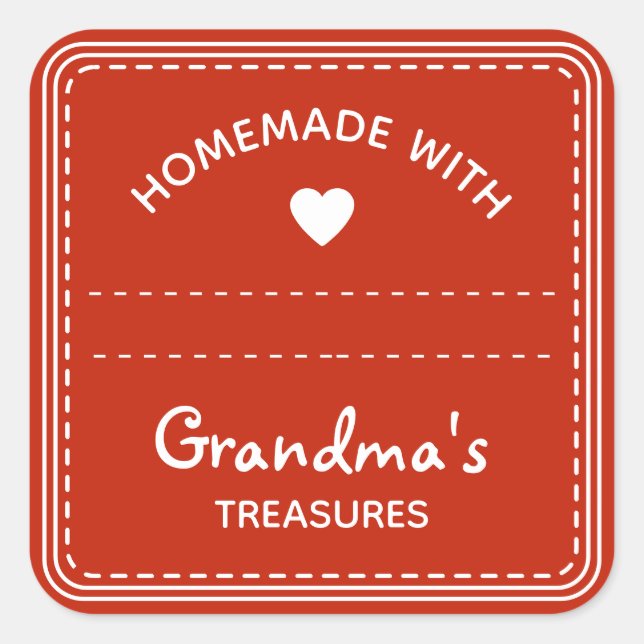 Light Red Jar Lid Labels Leere Textbox Liebe Herz Quadratischer Aufkleber (Vorderseite)