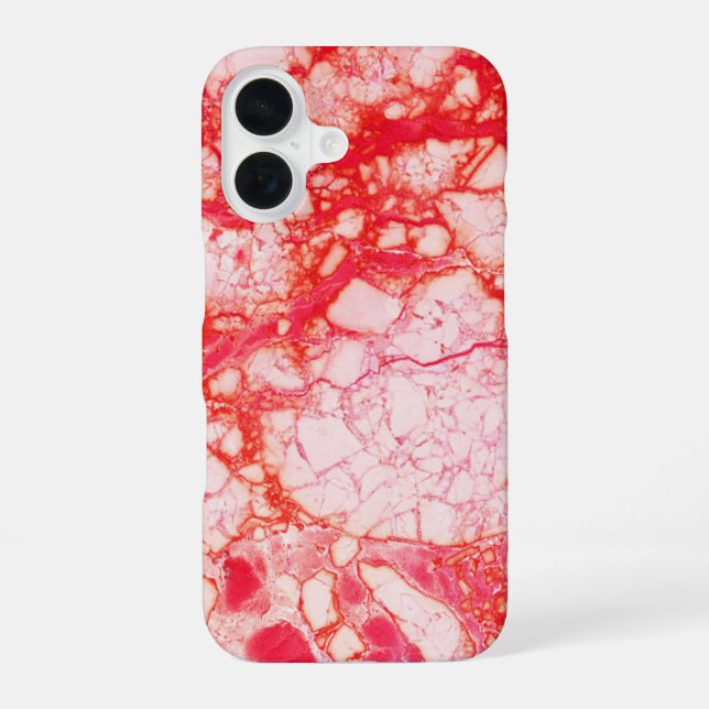 Light Red Marble iPhone 16 Hülle (Rückseite)