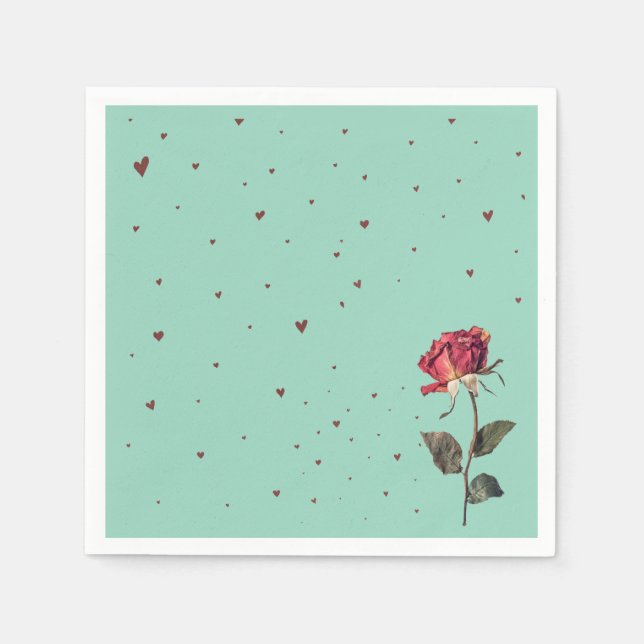 light red rose printed  serviette (Vorderseite)