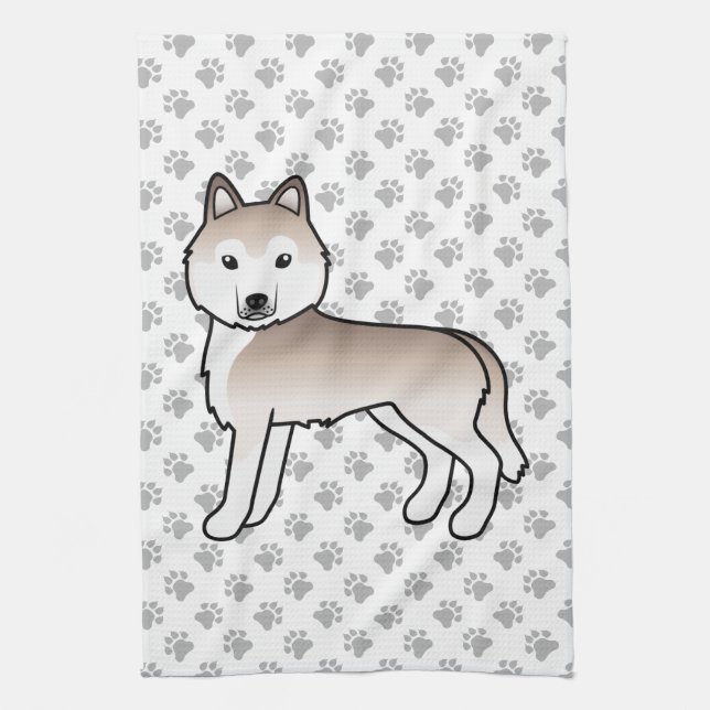 Light Red Siberian Husky Niedlich Cartoon Dog Geschirrtuch (Vertikal)