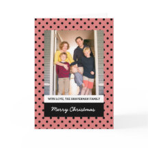 Light Red Sweet Polka Dot Holiday Foto Card