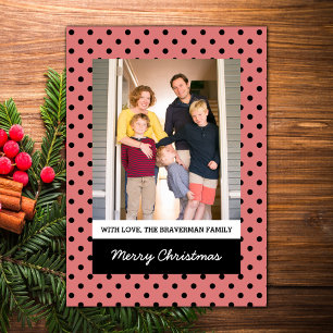 Light Red Sweet Polka Dot Holiday Foto Flat Card Feiertagskarte