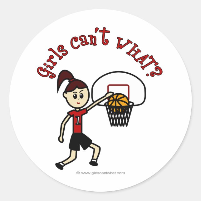 Light Red Womens Basketball Runder Aufkleber (Vorderseite)