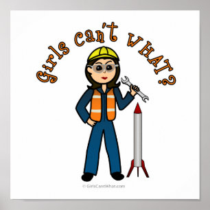 Light Rocket Scientil Girl Poster