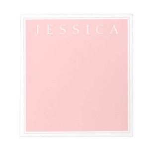 Light Rose Pink Ihr Name in Weiß Notizblock