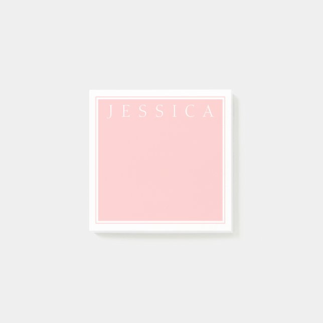 Light Rose Pink | Ihr Name in Weiß Post-it Klebezettel (Vorderseite)