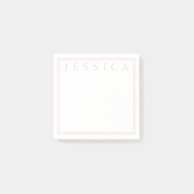 Light Rose Pink | Ihr Name Post-it Klebezettel (Vorderseite)