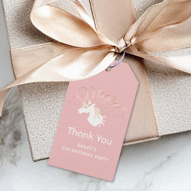 Light Rose Pink White Magical Unicorn Vielen Dank Geschenkanhänger (Von Creator hochgeladen)