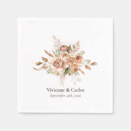 Light Rustic Earth Tone Floral Boho Hochzeitsessen Serviette