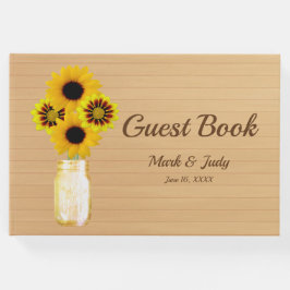 Light Rustic Yellow Floral Mason Jar Wedding Gästebuch