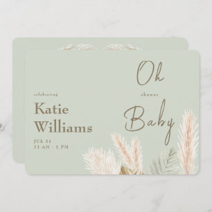 Light Sage Boho Oh Baby Dusche Einladung