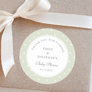 Light Sage Green Baby Dusche Vielen Dank für Ihr K Runder Aufkleber