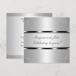 Light Silver Floral 25. Jubiläumsfeier Einladung