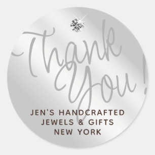 Light Silver Gray Shimmery Sparkle Danke Tags Runder Aufkleber