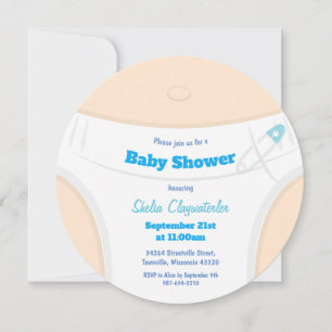 Light Skin & Diaper Blue Baby Dusche Einladung