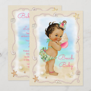 Light Skin Ethnic Conch Muschel Beach Baby Dusche Einladung