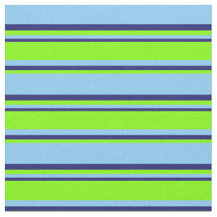 Light Sky Blue, Chartreuse & Midnight Blue Lines Stoff