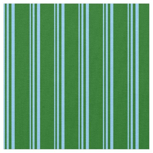 Light Sky Blue & Dark Green Lines/Stripes Muster Stoff (Nahaufnahme)