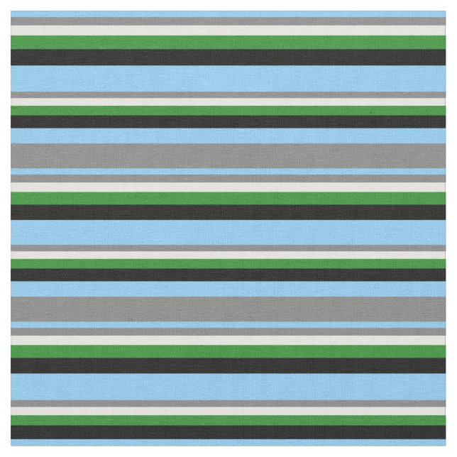Light Sky Blue, Grau, Mint Cream, Green & Black Stoff (Nahaufnahme)