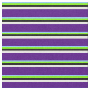 Light Sky Blue, Green, Black, White und Indigo Stoff