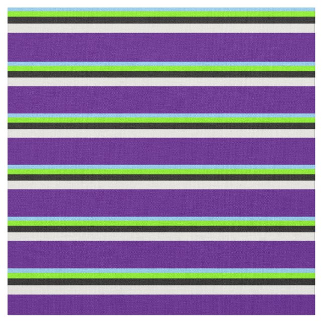 Light Sky Blue, Green, Black, White und Indigo Stoff (Nahaufnahme)