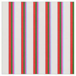 Light Sky Blue, Pink, Dark Green, Red & Mint Creme Stoff