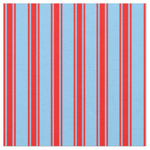 Light Sky Blue & Red Lined Muster Stoff