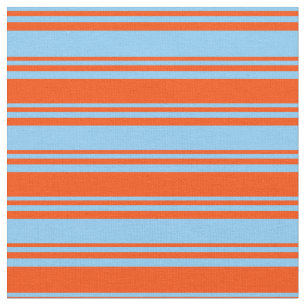 Light Sky Blue & Red Lines Muster Stoff