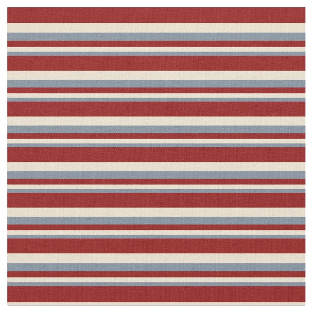 Light Slate Gray, Beige und Dunkelrote Linien Stoff (Nahaufnahme)