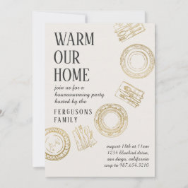 Light Soft Beige Gold Dining House Warming Party Einladung
