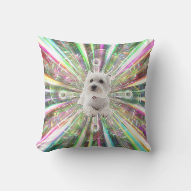 Light Speed Westie Terrier Dog Kissen (Vorderseite)