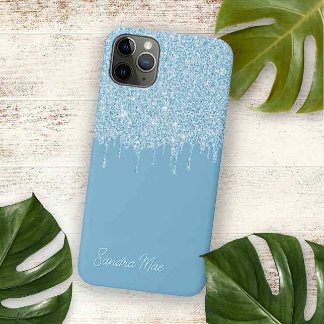 Light Summer Sky Blue Glitzer Art Pattern iPhone Hülle (Von Creator hochgeladen)