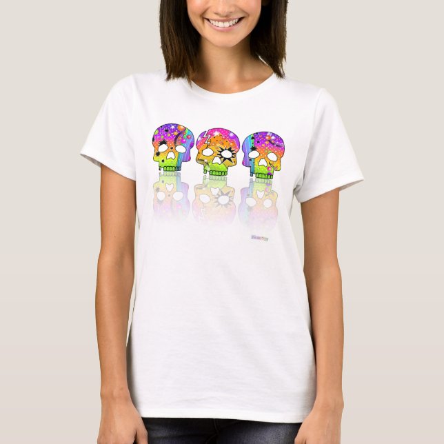 Light T - Shirt - POP ART SKULLS (Vorderseite)