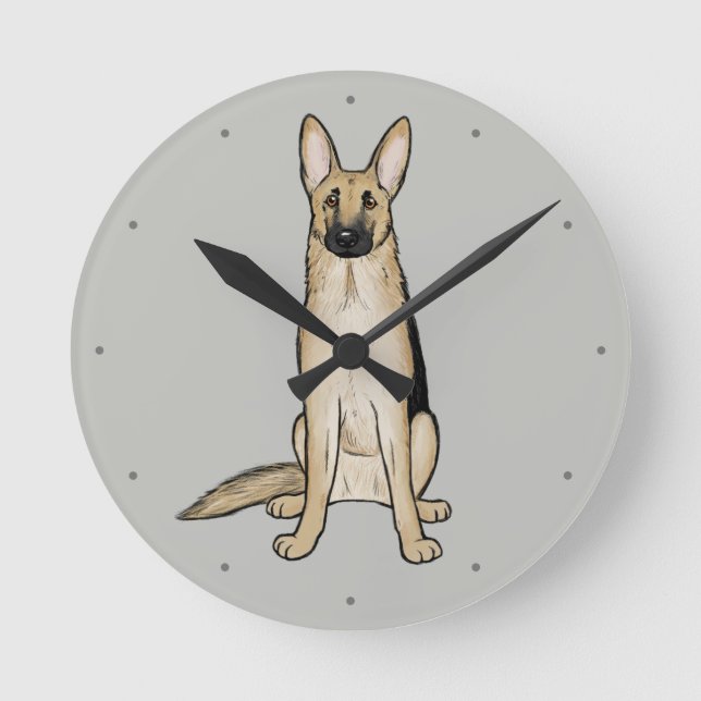 Light Tan German Shepherd Dog | Niedliche Hauskuns Runde Wanduhr (Vorderseite)