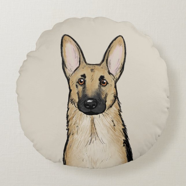Light Tan German Shepherd Dog | Tierart Rundes Kissen (Vorderseite)