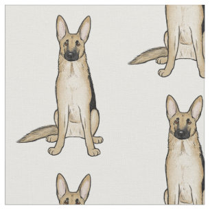Light Tan German Shepherd Dogs Pattern Pet Art Stoff
