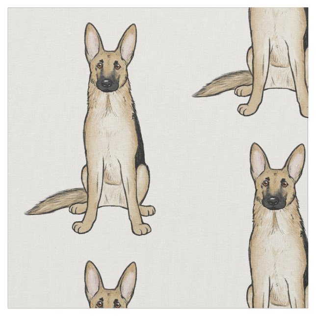 Light Tan German Shepherd Dogs Pattern | Pet Art Stoff (Nahaufnahme)