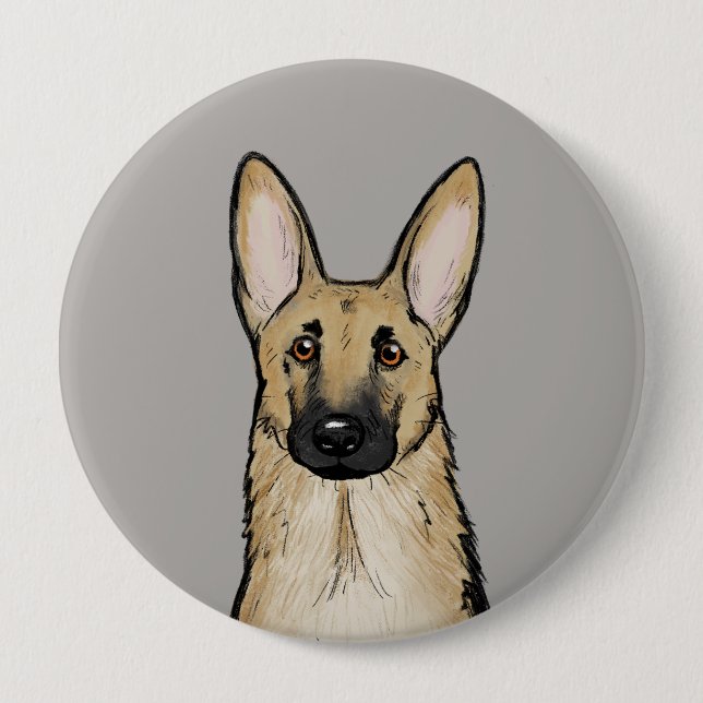 Light Tan und Black German Shepherd Dog | Pet Art Button (Vorderseite)