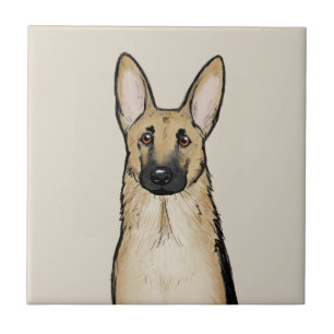 Light Tan und Black German Shepherd Dog   Pet Art Fliese